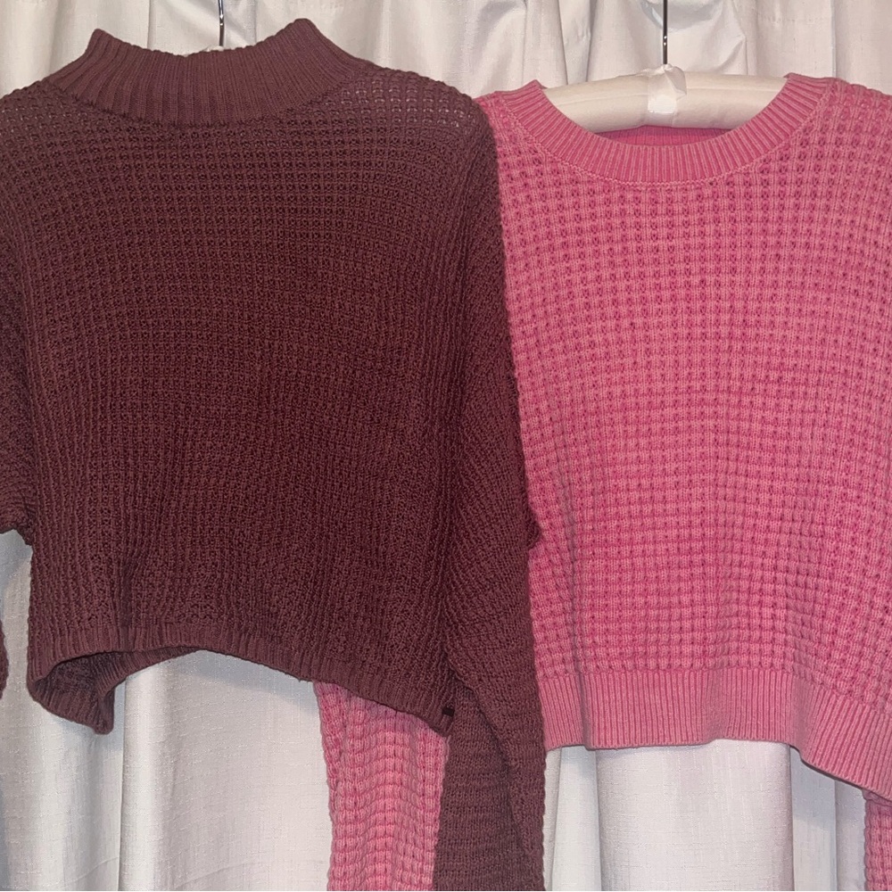 2 Hollister Pink Sweaters with Ribbed Detailing
